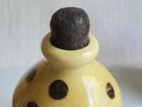 Redware Ovoid Bottle with Black Dots and Lead-Free Glaze