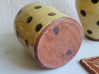 Small Redware Bottle with Black Dots