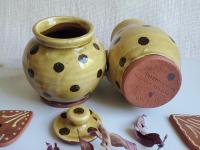 Redware Sugar and Creamer Set with Black Dots and Lead Free Glaze