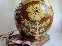 Sgraffito Redware One-of-a-Kind Jar with Traditional Pattern and Lead Free Glaze