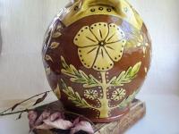 Sgraffito Redware One-of-a-Kind Jar with Traditional Pattern and Lead Free Glaze