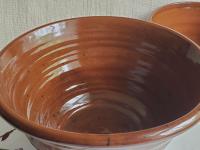 Redware 10 in Bowl with Black Dapples