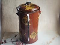 Redware Paper Towel Holder with Spangles and Daubs and Lead Free Glaze