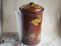 Redware Paper Towel Holder with Spangles and Daubs and Lead Free Glaze