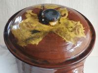 Redware Paper Towel Holder with Spangles and Daubs and Lead Free Glaze