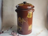 Redware Paper Towel Holder with Spangles and Daubs and Lead Free Glaze