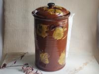 Redware Paper Towel Holder with Spangles and Daubs and Lead Free Glaze
