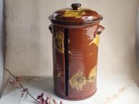 Redware Paper Towel Holder with Spangles and Daubs and Lead Free Glaze