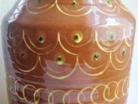 Redware 13 inch Jar with Stamped Pattern and Lead Free Glaze