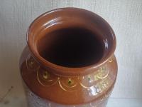 Redware 13 inch Jar with Stamped Pattern and Lead Free Glaze