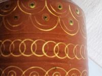 Redware 13 inch Jar with Stamped Pattern and Lead Free Glaze