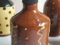Redware Soap/Lotion Dispenser Bottle with Squiggles & Dots Decoration (a)