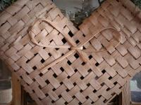 Primitive Heart Splint Basket - Snowy Evergreens and Red Berries