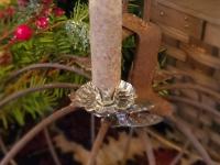 Pinecone Pressed Tin Christmas Tree Candleholder Clip & Primitive Taper