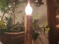 Redware Table Lamp with Black Decoration