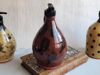 Redware Soap/Lotion Dispenser with Black Dapples