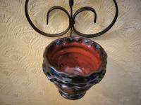 Redware Fluted Rim Bowl, Vintage Candle Holder and Primitive Candle