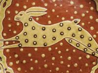 Redware 9 in Plate with Leaping Hare Sgraffito Motif