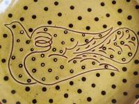 Redware 9 in Plate with Dove Sgraffito Motif
