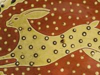 Redware Oval Platter with Leaping Hare Motif