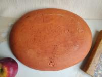 Redware Oval Platter with Leaping Hare Motif