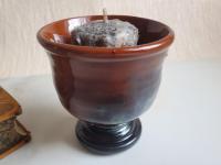 Primitive Votive Candle Holder,  Wheel-Thrown Redware by Pied Potter Hamelin