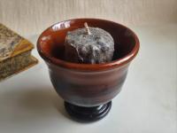 Primitive Votive Candle Holder, Wheel-Thrown Redware by Pied Potter Hamelin