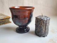 Primitive Votive Candle Holder, Wheel-Thrown Redware by Pied Potter Hamelin