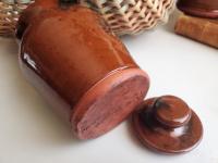 Redware Sugar or Spice Jar with Spangles (a)
