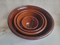 Redware Nesting Bowls with Feather Motif