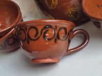 Handcrafted Redware Cup with Black Stamped Pattern - Perfect for Ice Cream, Cereal, and More!