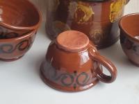 Handcrafted Redware Cup with Black Stamped Pattern - Perfect for Ice Cream, Cereal, and More!