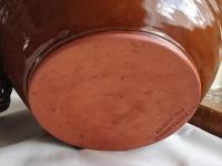 Redware 10 in Large Bowl with Feather Motif