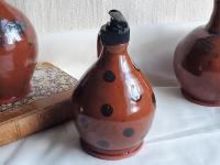 Redware Soap/Lotion Jug Dispenser with Black Polka Dots