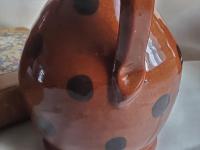 Redware Soap/Lotion Jug Dispenser with Black Polka Dots