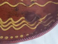 Redware Oval Platter with Slipware Pattern