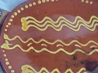 Redware Oval Platter with Slipware Pattern