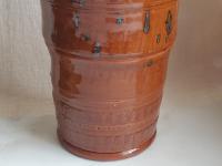 Large Redware Utensil Jar with Spangles