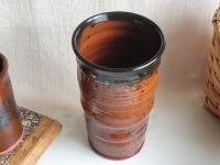 Large Redware Utensil Jar with Spangles