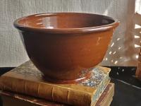 Redware 8 in Large Bowl with a "feather" Motif