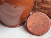 Redware 10 in Large Jar with Spangles and Incised Pattern