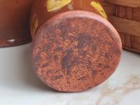 Handcrafted Redware Soap or Lotion Dispenser with Spangles and Daubs Pattern