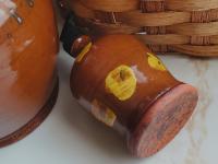 Handcrafted Redware Soap or Lotion Dispenser with Spangles and Daubs Pattern