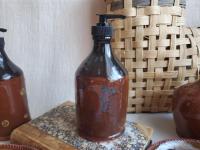 Elegant Redware Soap or Lotion Pump Dispenser, Handmade by Rick of Pied Potter Hamelin, Featuring Spangles and Sturdy Pump