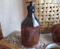 Elegant Redware Soap or Lotion Pump Dispenser, Handmade by Rick of Pied Potter Hamelin, Featuring Spangles and Sturdy Pump