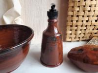 Redware Soap or Lotion Pump Dispenser, Handmade, Featuring Spangles