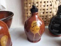 Unique Redware Soap or Lotion Pump Dispenser Bottle, Handmade, Featuring Spangles and Splotches (a)