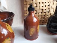 Elegant Redware Soap or Lotion Pump Dispenser Bottle, Handmade, Featuring Spangles and Splotches (b)