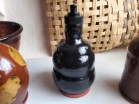 Handcrafted Redware Soap or Lotion Dispenser Bottle, Lead Free Black Glaze
