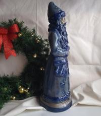 Vintage Beaumont Brothers Pottery Stoneware Belsnickel, Salt-Glaze Finish, Cobalt Blue Details, 16 in. Tall